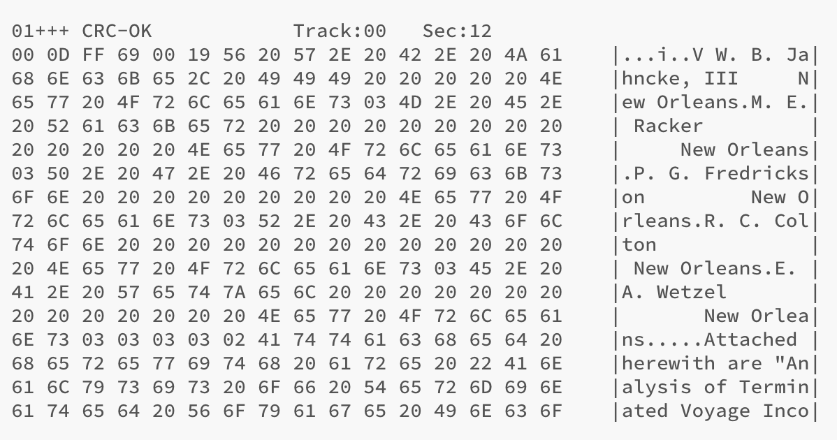 FLUXDUMP Track 00, Sector 12