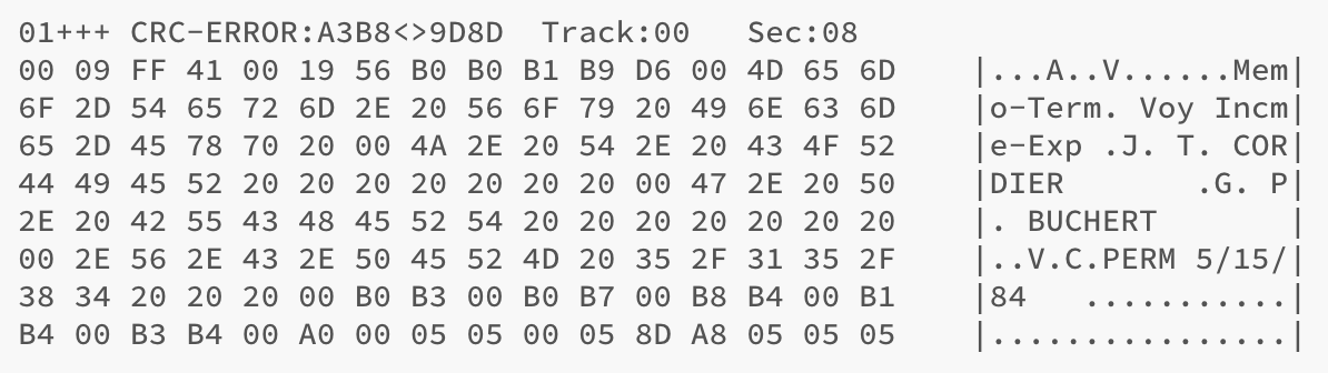 FLUXDUMP Track 00, Sector 08