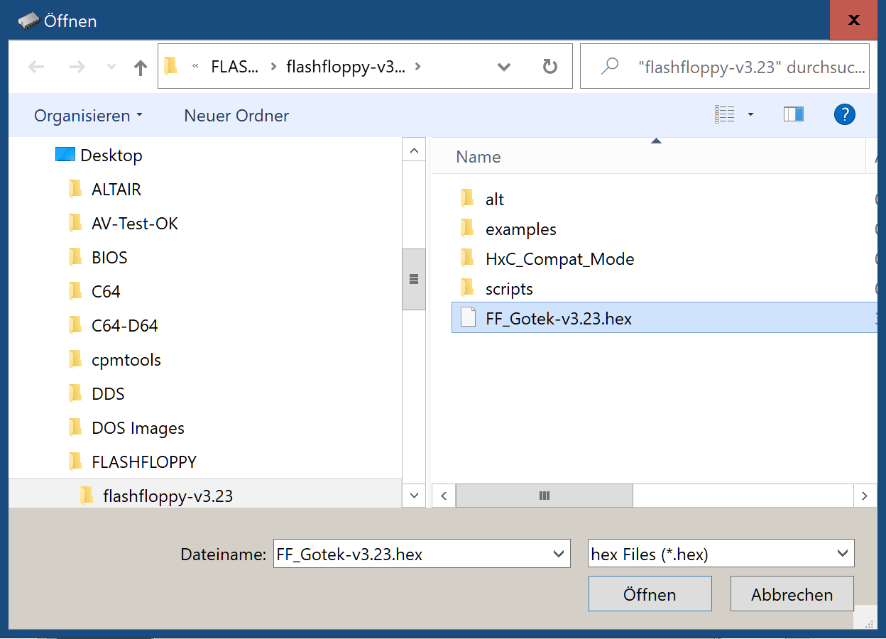 Select firmware file (HEX)