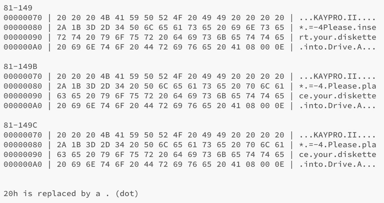 Kaypro 81-149 message