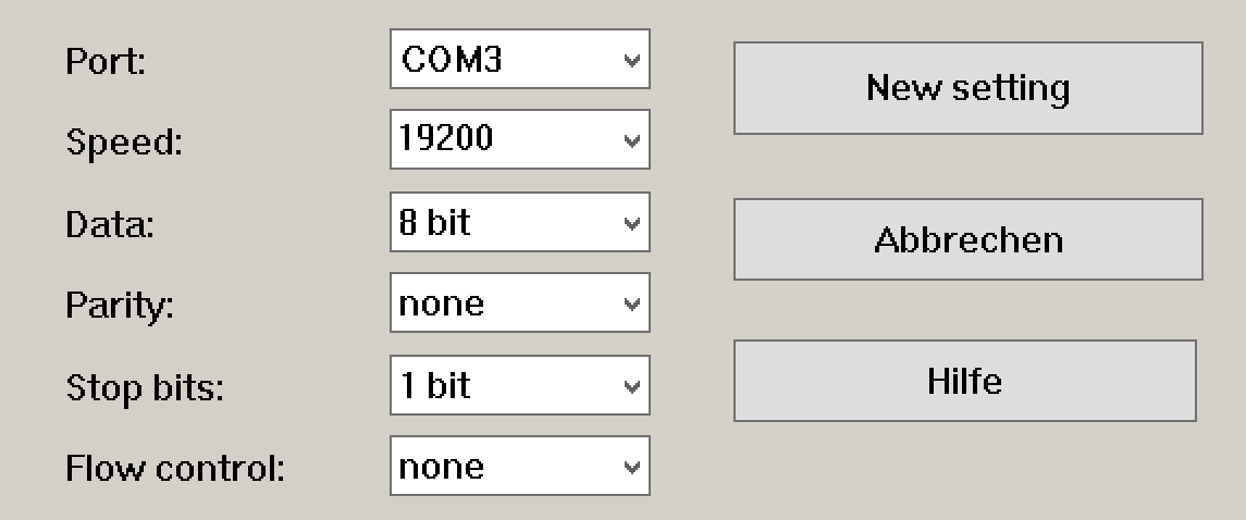 TeraTerm serial settings