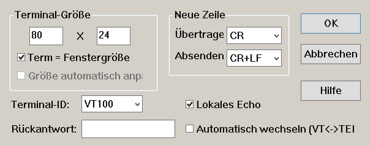 TeraTerm terminal settings